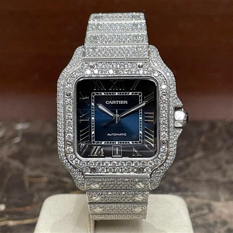 santos cartier iced out|cartier iced out watch price.